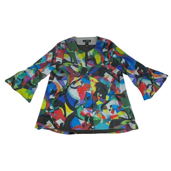 Ali Miles Cardigan Blazer Swing Jacket Size XL Multicolor Abstract Artsy Artist - Picture 7 of 10